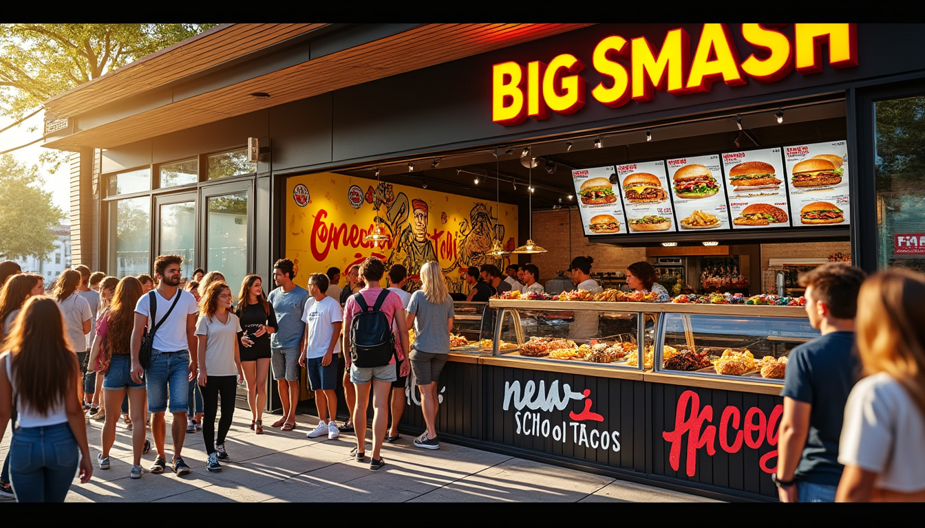 big smash accélère son développement en lançant un format inédit 'in store' à fenouillet, en collaboration avec new school tacos. découvrez comment cette alliance va dynamiser l’expérience gourmande sur place.