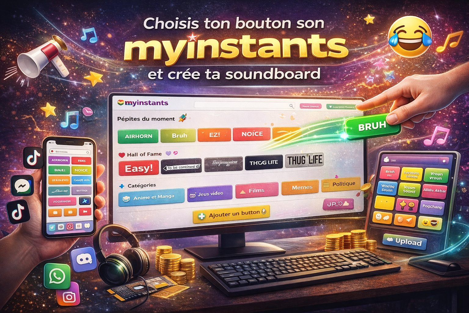 Choisis ton bouton son myinstants et crée ta soundboard